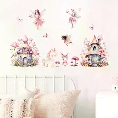 1 Stück Süßer Feen-Lese-Wandaufkleber Für Baby-Mädchen Kinderzimmer Hintergrund Kinderzimmer Wandaufkleber