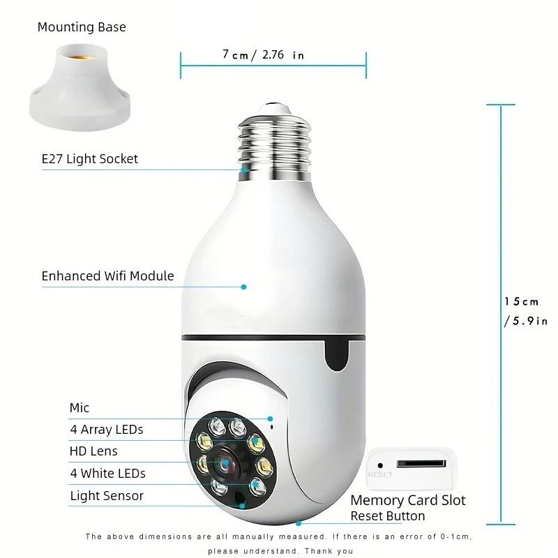 Bulb E27 Surveillance Camera Full Color Night Vision Automatic Human Tracking Zoom Indoor Security Monitor Wifi Miini Ip Camera
