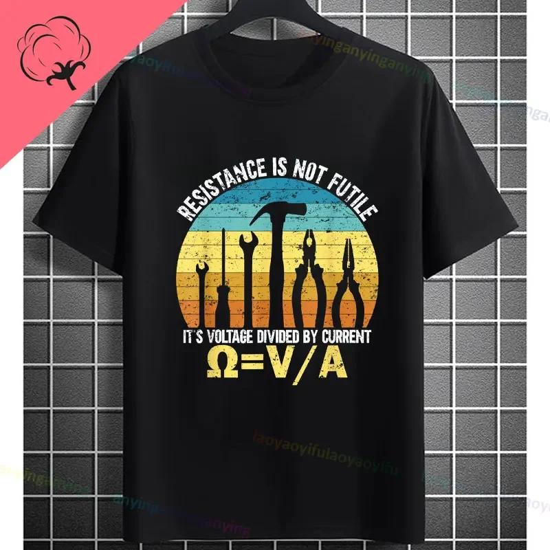 100 Cotton Funny Electrical Design Tshirt Electrician For Unisex Crew Neck Short Sleeve Powerline Electricians Tee