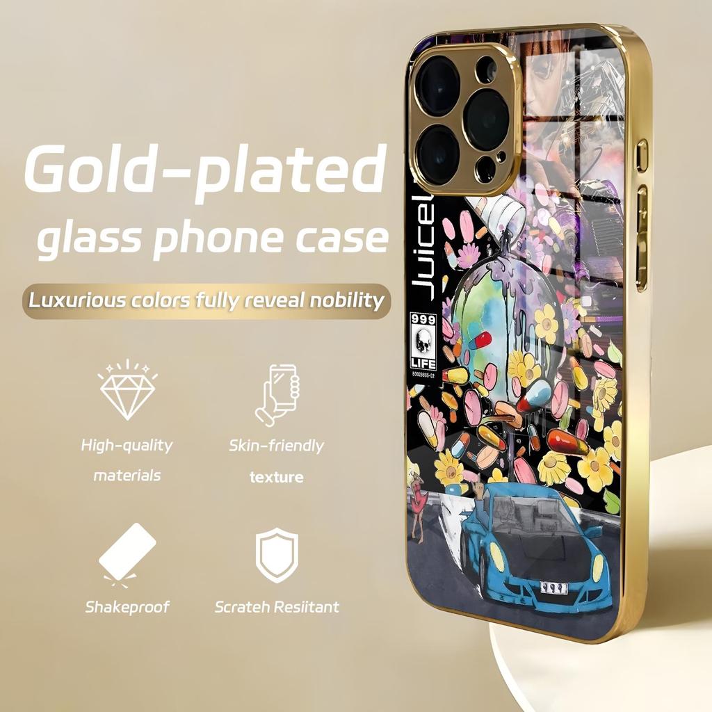 Juice cool 999 wrld Mode Design ins Für iPhone17 16 16e 15 14 13 12Plus Mini Pro Max Galvanisiertes Glas Handyhülle