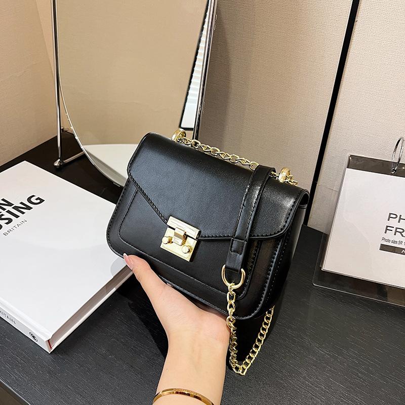 Premium Sense Small Bag Women's New Fashion Texture Women's Bag Versatile Chain Lock Single Shoulder Small Square Bag