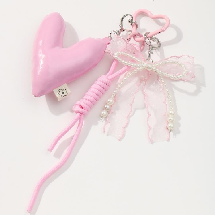 Trendy Heart Bows Bag Embellishment Practical Lightweight Keyring Car Keychain For A Fashionable Style Statement