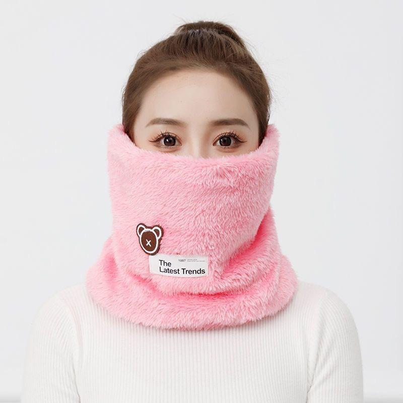 Solid Winter Warm Collor Ring Scarf Thickened Plush Windproof Neck Gaiter Cold-Proof Outdoor Skiing Running Men Women Muffler
