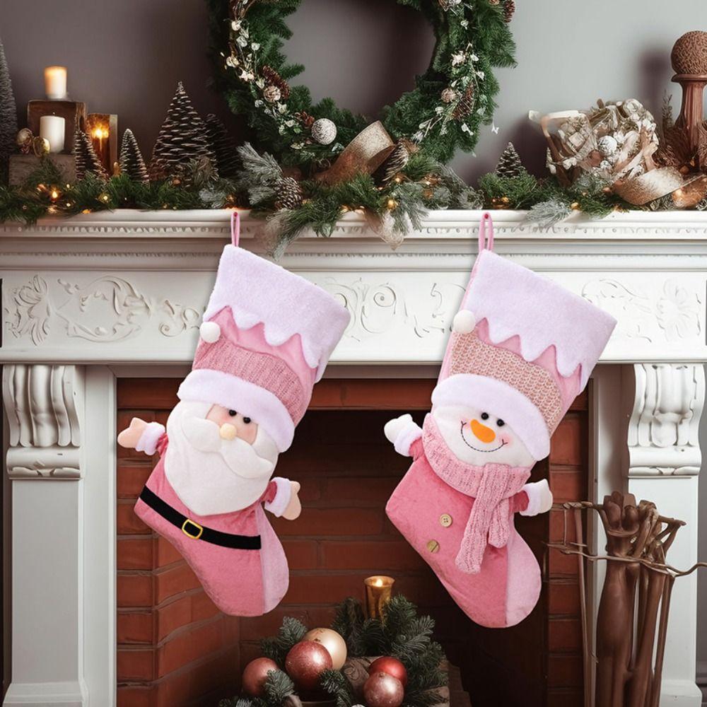 

Snowman Christmas Stocking Santa Gift Bag Candy Bag Christmas Gift Sock Navidad Style A