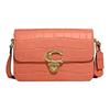 Studio 25 Minimalist C Buckle Flap Zipper Crocodile Embossed Leather Small Square Camera Bag Women Bags Light-Coral C6640-B4NOH