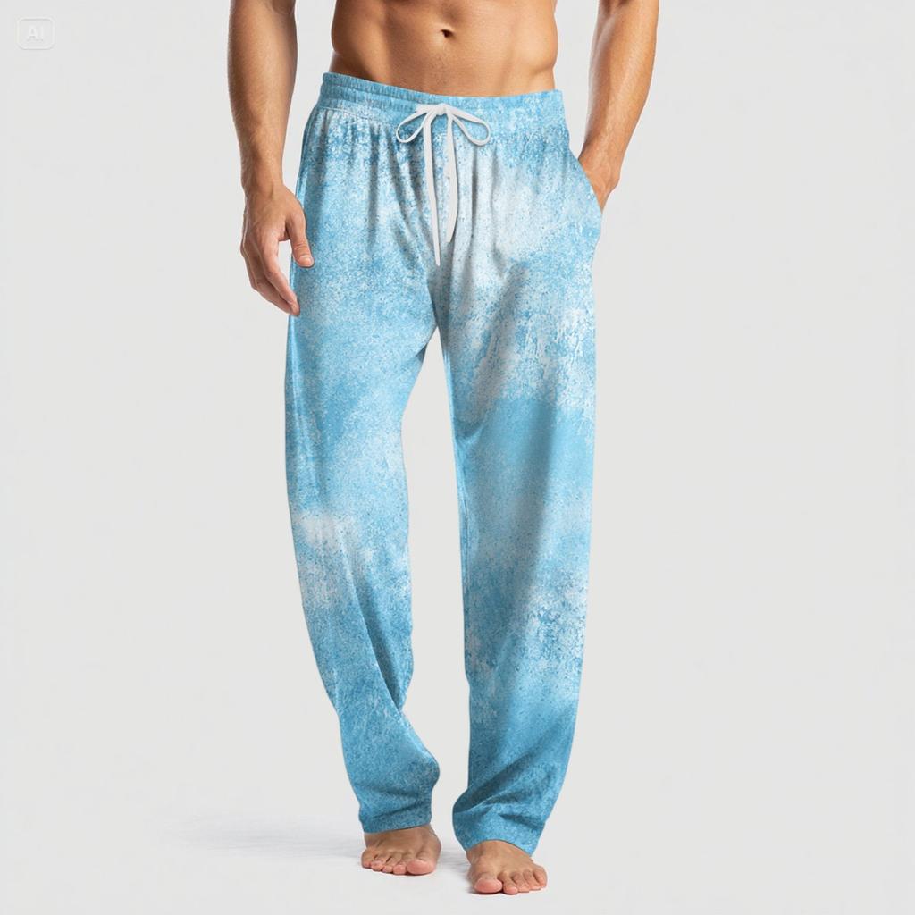 Men's Knitted Fashion Print Pocket Casual Pants Pajama Pants