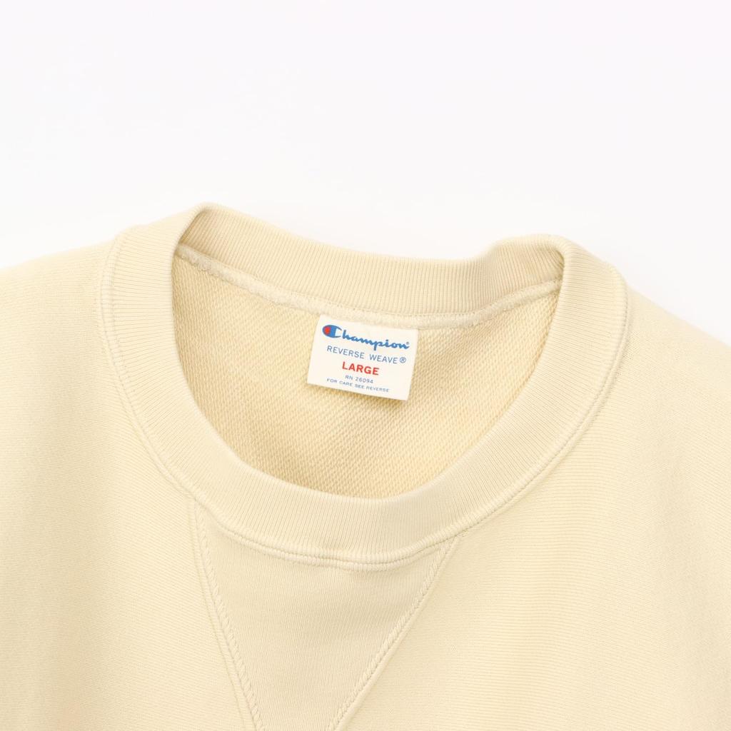 Champion Long Sleeve Cotton USA 10oz Fleece with Graphic Print and Reverse Crew Men's Sweatshirt, 100% Weave® Neck, Cream, C3-B013