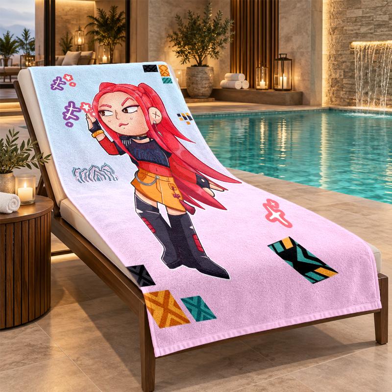 Beach Towel with Kpop Demon Hunters Design, Quick Dry Lightweight Towel for Swimming Pool Travel