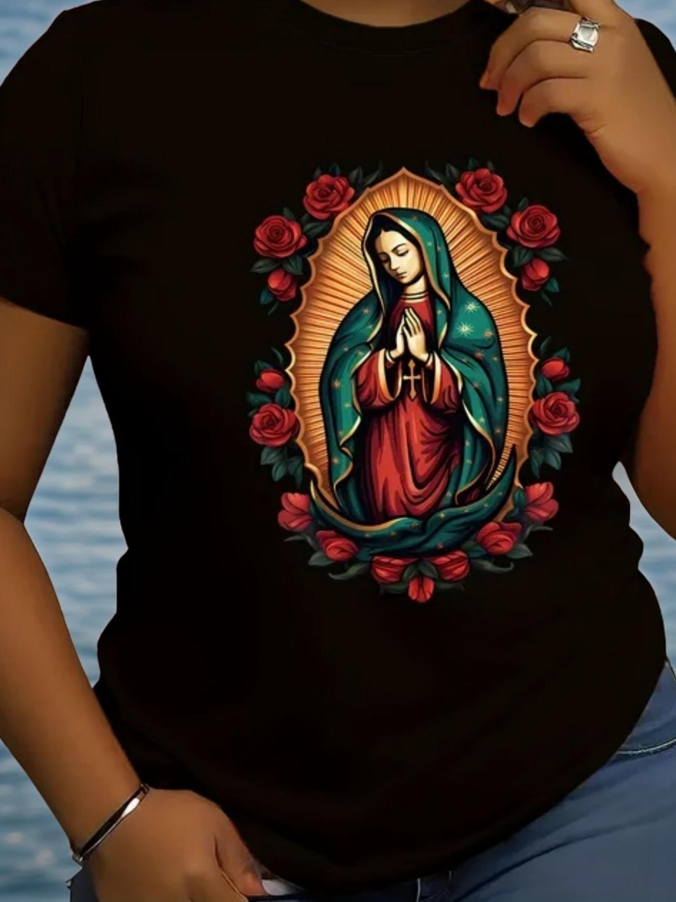 Virgin Mary Roses Religious Graphic T-shirt S
