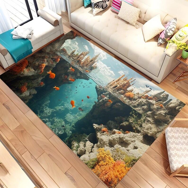 

Візуальний 3D Килим Ліс Натуральна Декорація Килим Вітальня Спальня Яскравий Килим Зимове Тепло Килимок для Ніг 40x60cm