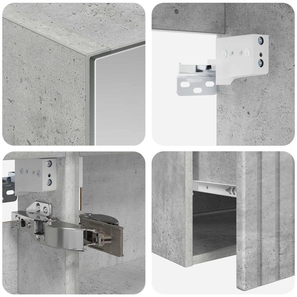 Bathroom Cabinet Set 5 Pcs Concrete Grey 50 X 14.5 X 70 Cm