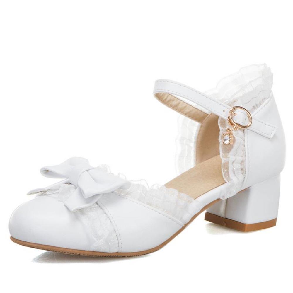 Sladké japonské Lolita princeznovské taneční boty Dívčí roztomilé letní boty s mašlí Kulatá špička Bílé Růžové College lodičky Dámské sandály