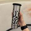 Portable 300ml Coffee Cup Straight Thermos Cup with Lid and Pattern Stainless Steel Thermal Insulation Leak-proof Milk Juice Cup