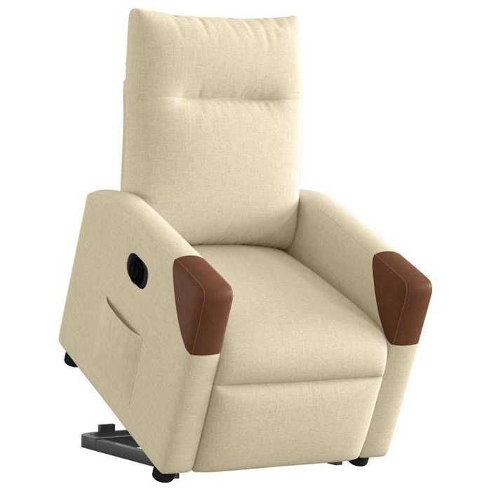 VidaXL Fauteuil inclinable électrique crème tissu 3324026