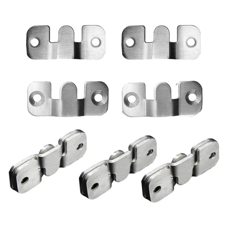 10PCS Stainless Steel Picture Frame Hook Flush Mount Brackets Wall Hanger Sofa Interlock Bracket Joint Bed Corner Hanging Hooks