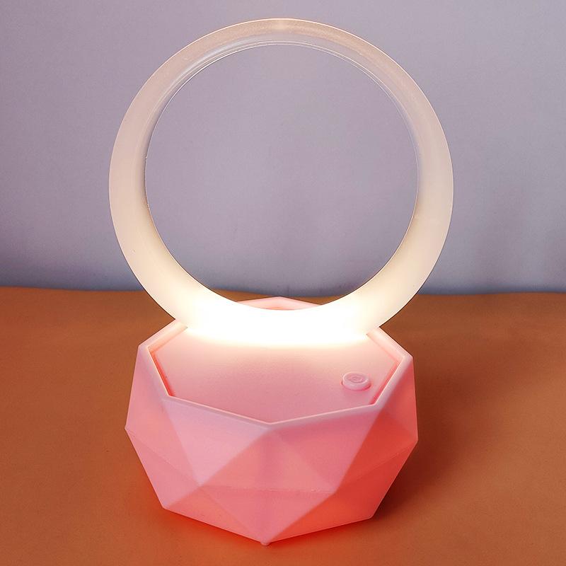 

New Diamond Fashion Transparent Circular Night Light Button Cell Power Supply розовый