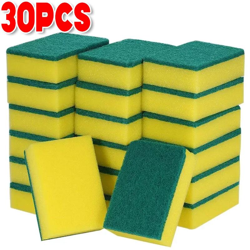 50/1Pcs Kitchen Dishwashing Sponge Soft Absorbent Clean Rub Pot Rust Scouring Pad Removing Kits Household Cleaning Brush Sponge