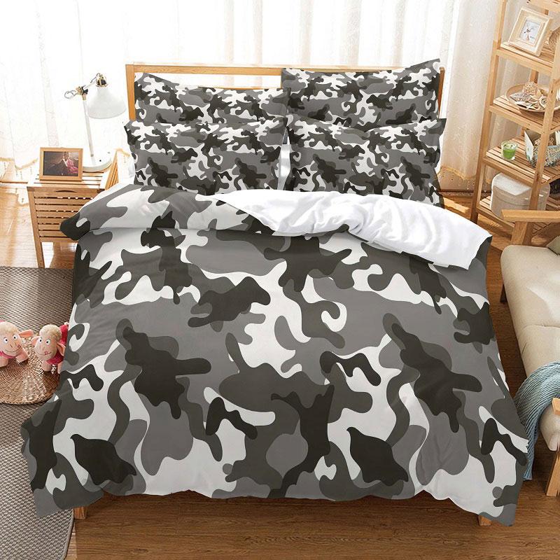 Camouflage Quilt Duvet Cover Set Full Size King Queen 3D Bedding Sets Pillowcase Linen Leopard Double Single Bed 220x240 200x200