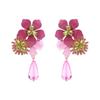 E11811 new retro personality exaggerated versatile resin flower water drop long earrings heavy industry temperament