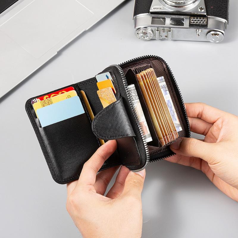 JA Business Casual Men's Card Bag Horizontal Zipper Buckle Organ Wallet Fan Wallet Batch