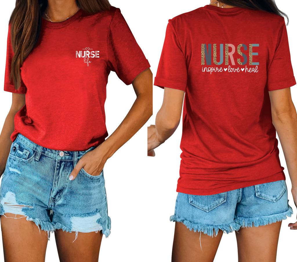 Casual fashion front and rear printing loose round neck short sleeves