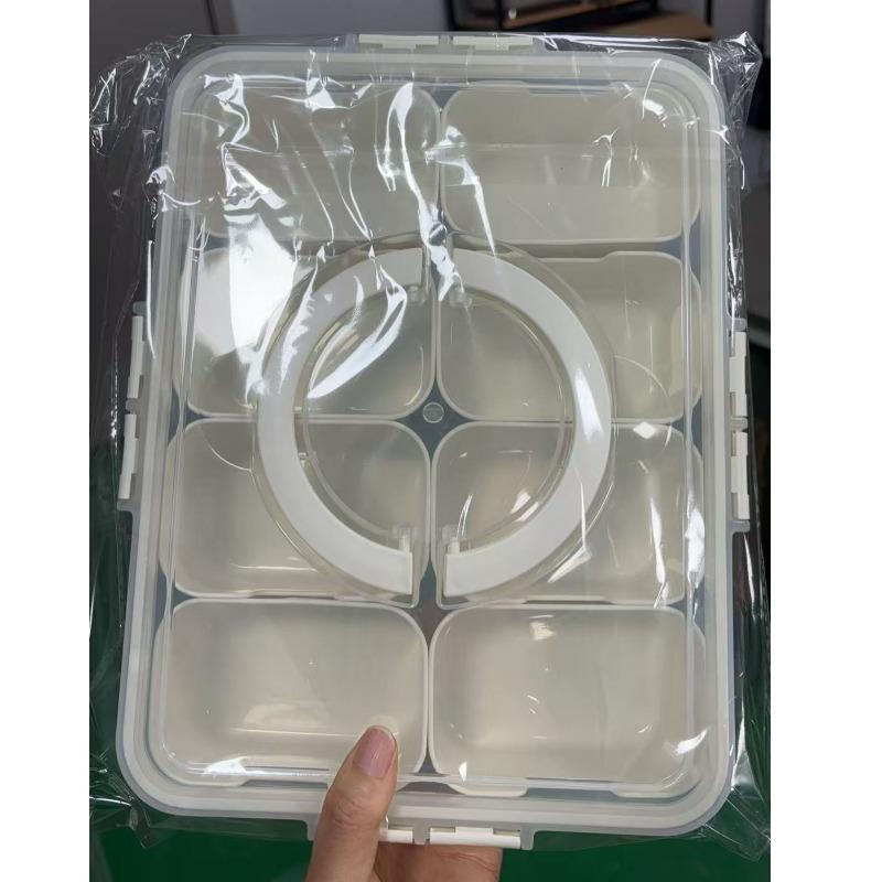 8 Compartment Snack Tray with Lid Handle Portable Food Container for Sweets Nuts Vegetables Biscuits Party Serving Organizer