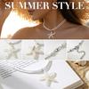 Multilayer Creative White Blue Starfish Pendant Necklace For Women Fashion Large Starfish Neck Short Choker Beach Party Jewelry