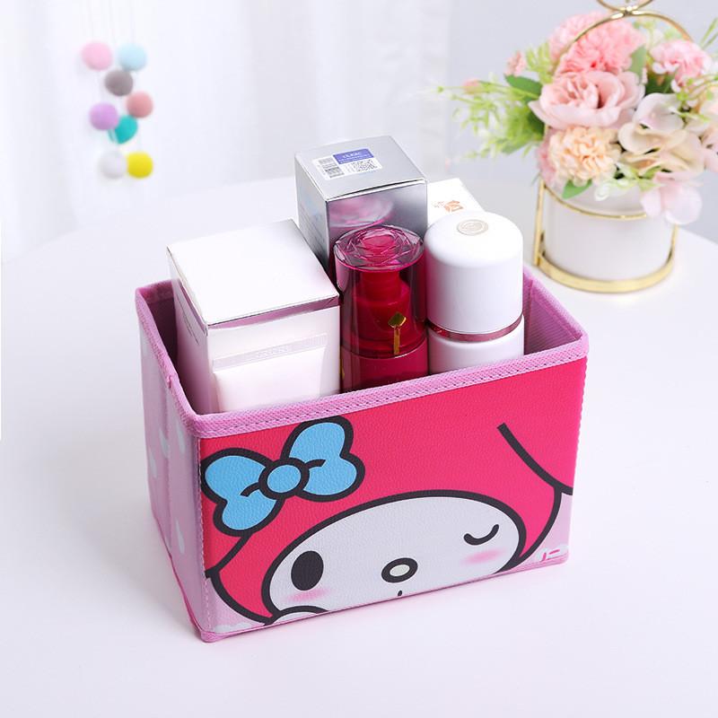 Hello Kitty Kuromi Cinnamoroll Melody Pattern Foldable Desktop Storage Box For Home Office Desk Clutter Management