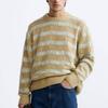 Zara Loose Comfortable Striped Round Neck Long Sleeve Knit Sweater Men sweater Beige 6771402-450