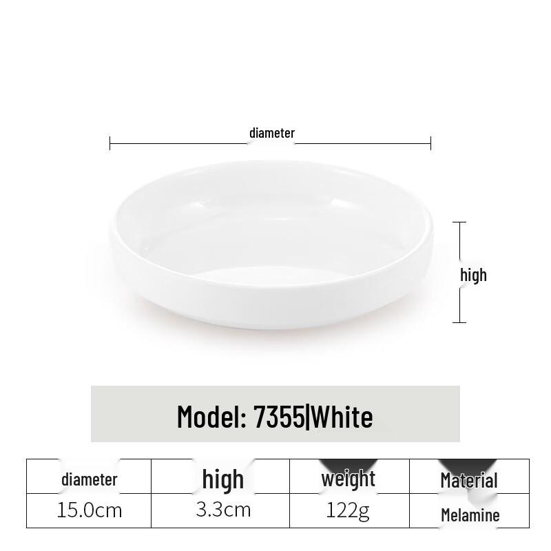 White Round Melamine Korean Style Deep Side Dish Plate