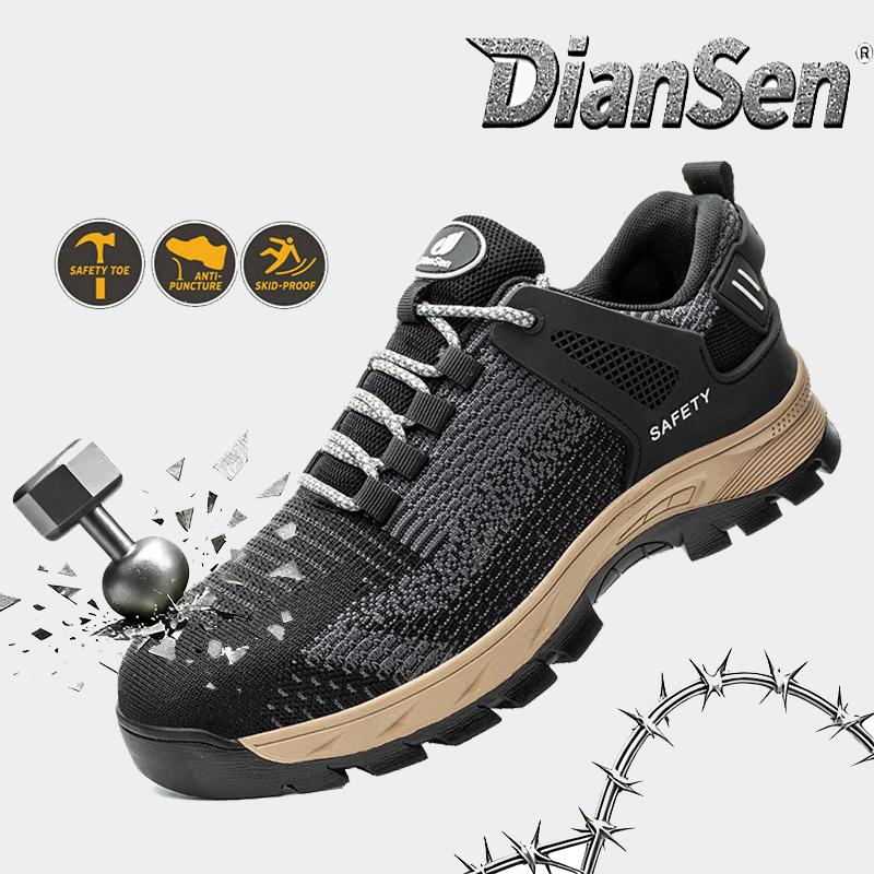 Men's Steel Toe Safety Boots Industrial Work Shoes Anti-Smash Puncture Proof Non-Slip Heavy Duty Wear Resistant Rubber Sole