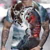 Camiseta con estampado de tigre en 3D para hombre, camisetas de verano de manga corta, camisetas oversize, camisetas casuales, ropa para hombre