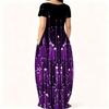 Summer Loose Crew Neck Dress Short Sleeve Plus Size For Ladies Daily Attire