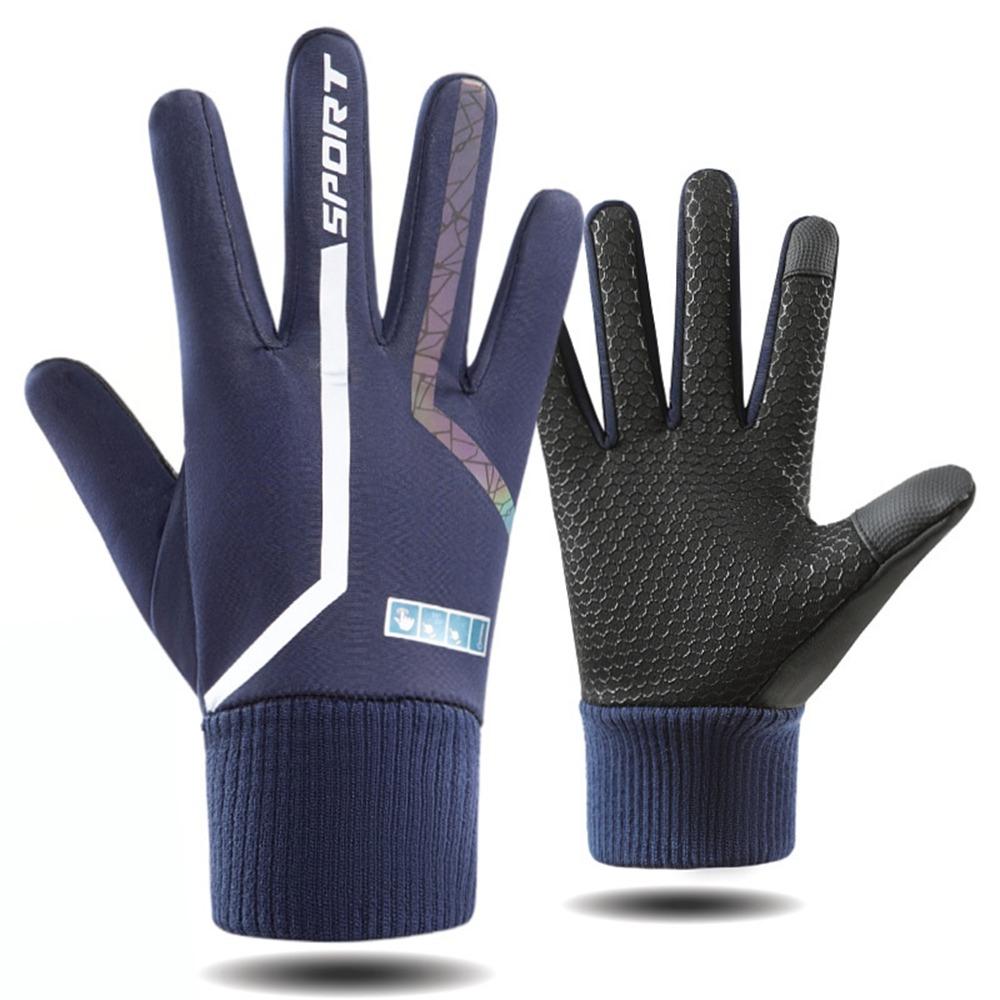 

Ветрозащитные перчатки с полным пальцем, теплые варежки, велосипедные перчатки, модные зимние перчатки, спортивные перчатки синий