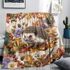 Flower Border Goat Hedgehog Print Flannel Blanket High Quality Comfortable for All Seasons Home Decor Warmth and Comfort Perfect for Christmas Gifts