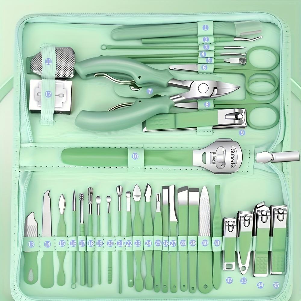 35-teiliges Set Professionelles Nagelpflege-Set mit tragbarem Reisekoffer - Maniküre-Set Nagelscheren, Nagelhautscheren & Nagelfeilen