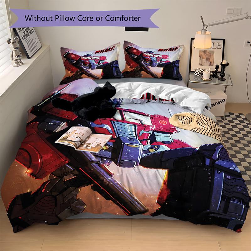 Custom Name Transformative Force Bedding 3 Piece Set HD Print Duvet Cover Pillowcases for Teens Adult Bedroom Decoration
