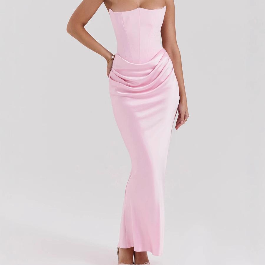 Women's Strapless Corset Mermaid Gown Mint Green Side Drape Detail Formal Dress