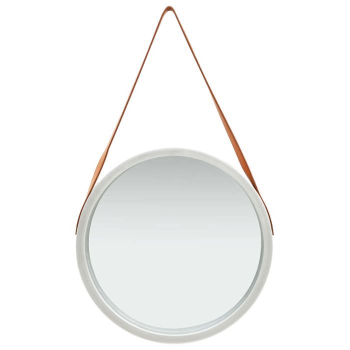 VidaXL Wall Mirror with Strap 50 Cm Silver 320366