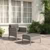 Vidaxl 2-Cz. Garden Lounge Set, Cushions, Grey, Rattan PE