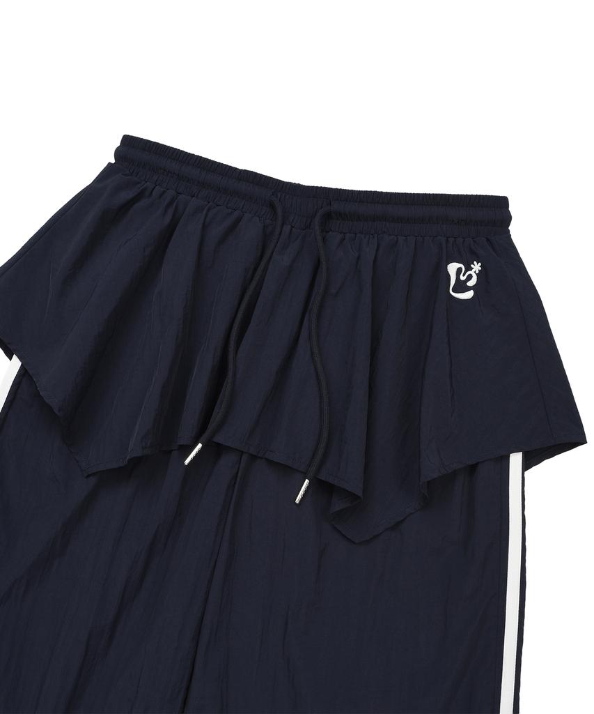 LMR Layered Track Nylon Skirt Pants Navy