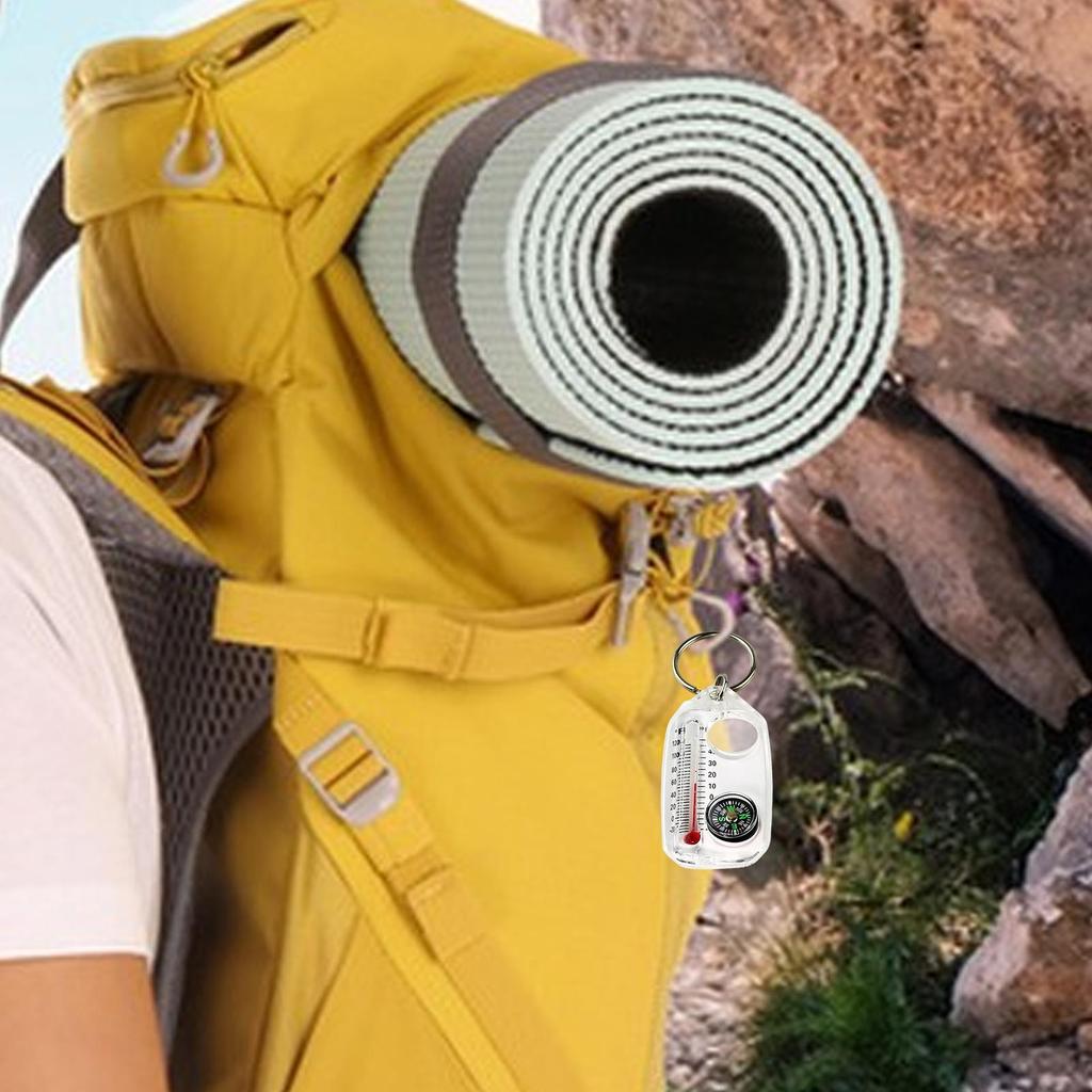 ABS Mini Keychain multifunction Camping Compass Thermometer Outdoor Climbing Temperature tester Survival Guiding Compass Tool