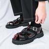 Men's platform sandals 46 large size summer new hollow leather shoes fashion men's business casual shoes