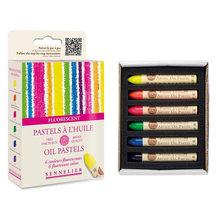 Pastel à l'huile - Sennelier - Couleurs fluorescentes - 6 pastels - Beaux-arts