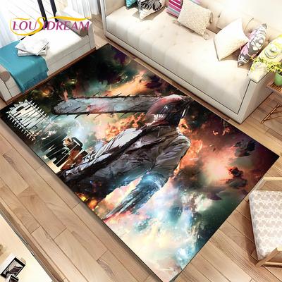 Anime Chainsaw Man Denji Cartoon-Teppich, Teppich für Wohnzimmer, Schlafzimmer, Sofa, Fußmatte, Dekoration, rutschfeste Bodenmatte für Kinder, 3D