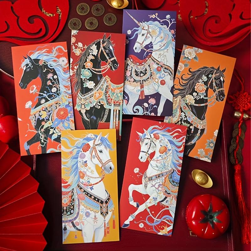 12pcs, 2026 Year of The Horse Red Envelopes , Suitable for New Year, Birthdays, or Various Festivals, 6 Styles, 2pcs Each