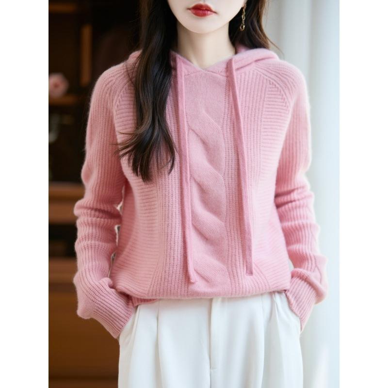 Wool Hooded Pullover Sweater Knitted Base Layer Loose Spring-autumn Coat