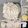 2-teiliges Damen-Pyjama-Set Herzstreifen Kurzarm Knopfleiste Elastischer Bund Lockere kurze Hose Sommer Nachtwäsche Loungewear