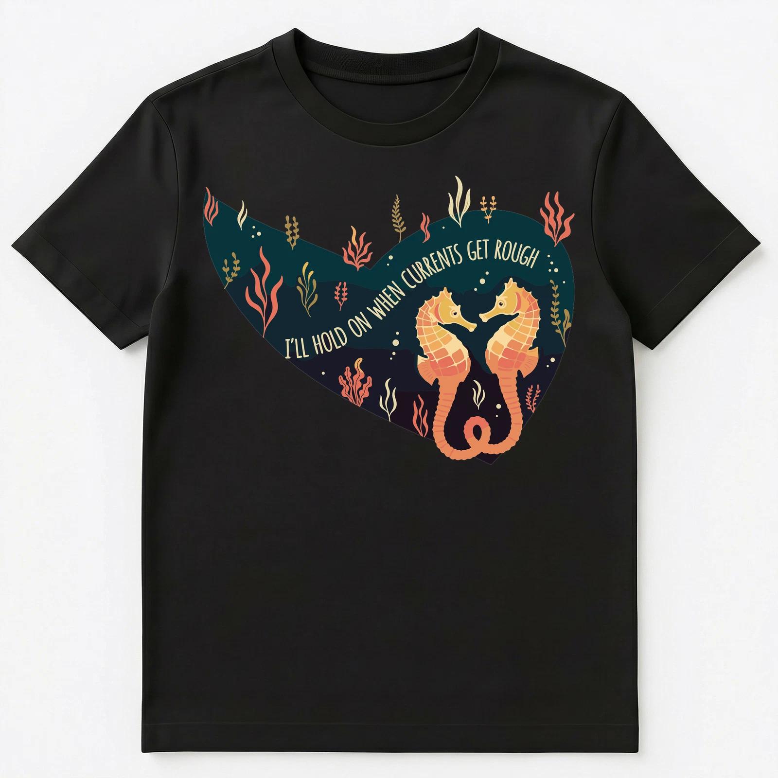

Charming Seahorse Couples Motivational Design Unisex T-Shirt M