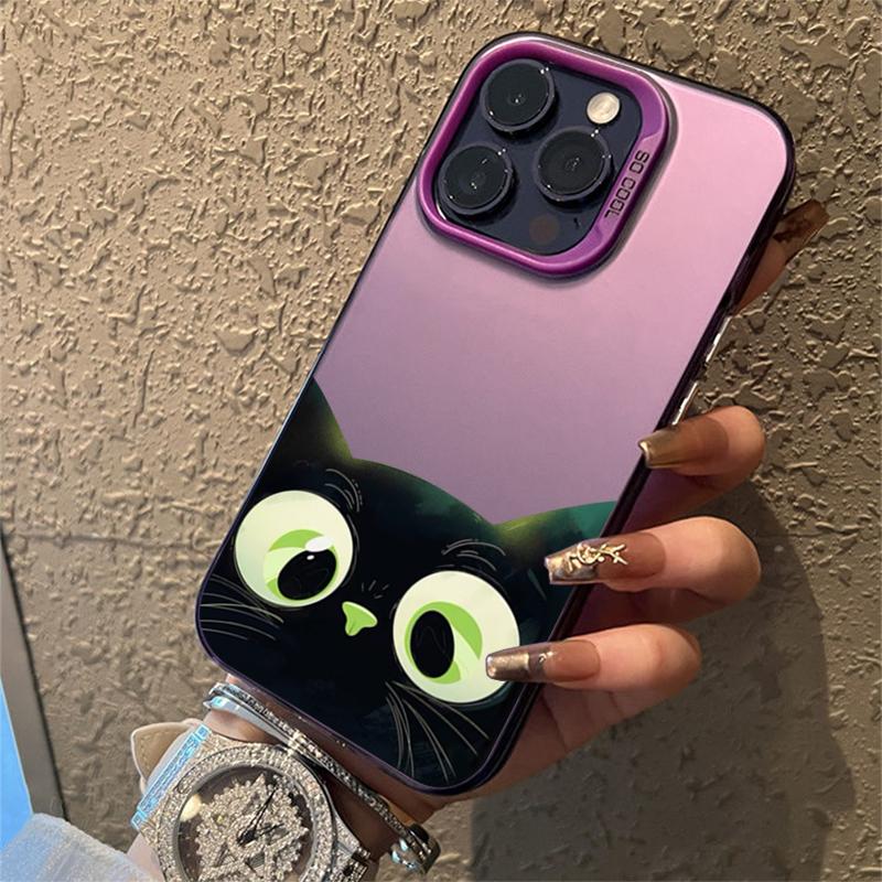 Cute Cartoon Black Cat Phone Case For iPhone 16 15 Pro Max 14 13 12 11 Pro Max XS XR 7 8 Plus Shockproof Silicone Soft TPU Cover